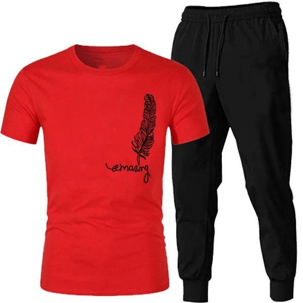 Upgrade your casual style with the Half Sleeve Premium Trendy Printed Tracksuit for Men (Black – Large) by Royal Wahab