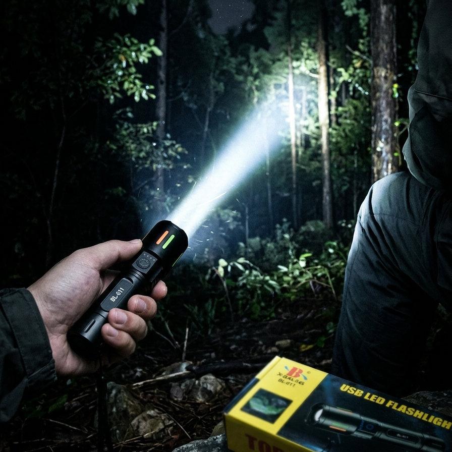 X-Balog BL-611 USB Rechargeable LED Flashlight – 2000M Long Range High Power Torch