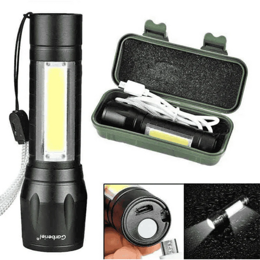 Metal COB Flashlight Torch – Mini Rechargeable Work Light | Emergency Penlight | Waterproof | By Royal Wahab