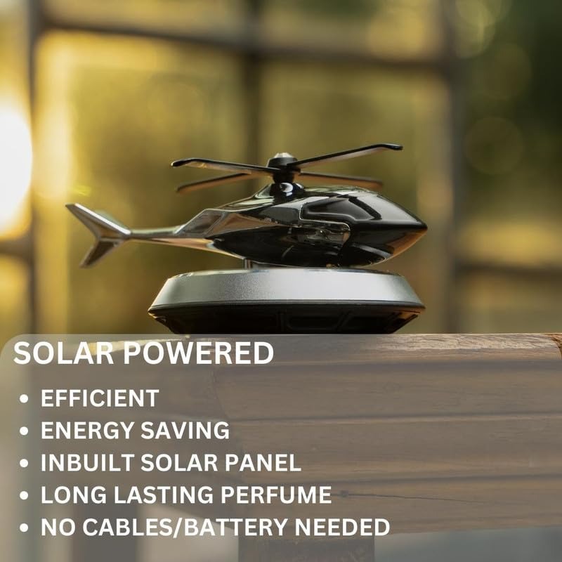 Solar Powered Car Aroma Diffuser Helicopter Air Freshener | Dashboard Perfume Decor | Refillable Fragrance | By Royal Store