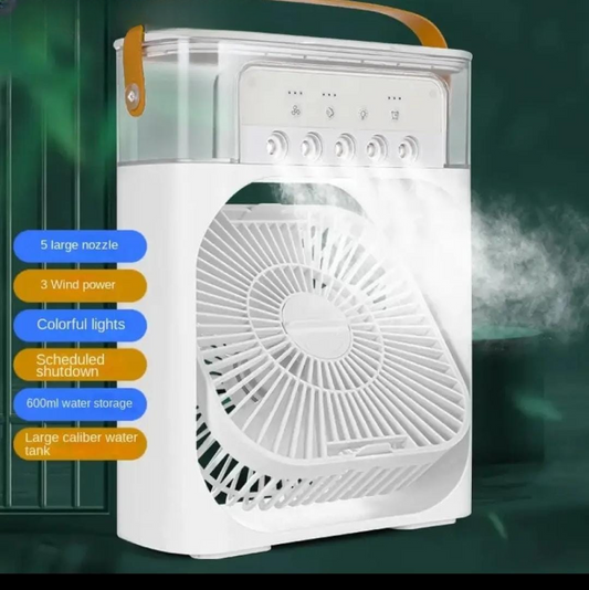 10-Inch Desktop Humidifier Fan – Portable Mist Cooling Fan with LED Light & Timer | Royal Wahab Store