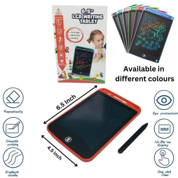 6.5-Inch Multi-Color LCD Writing Tablet | Premium Quality | Reusable Drawing & Note-Taking Tool for Kids