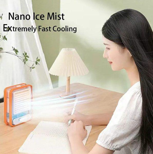 Type C Rechargeable Portable Desktop Air Conditioner With 3 Speed Spray Humidifier Purifier Mini Fan