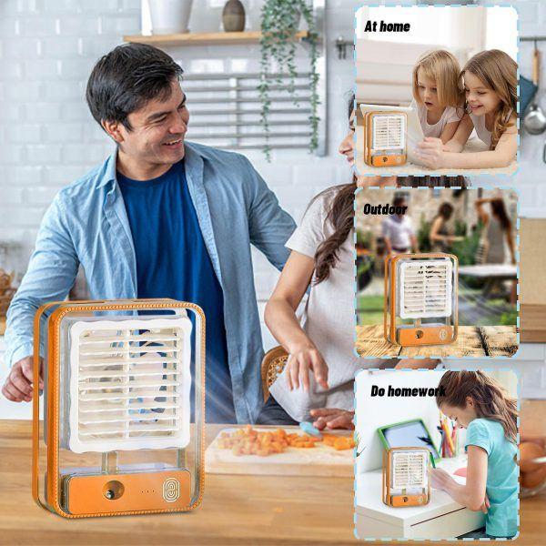 Type C Rechargeable Portable Desktop Air Conditioner With 3 Speed Spray Humidifier Purifier Mini Fan