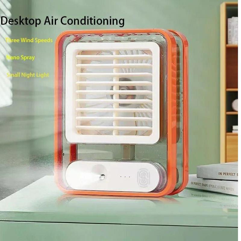 Type C Rechargeable Portable Desktop Air Conditioner With 3 Speed Spray Humidifier Purifier Mini Fan