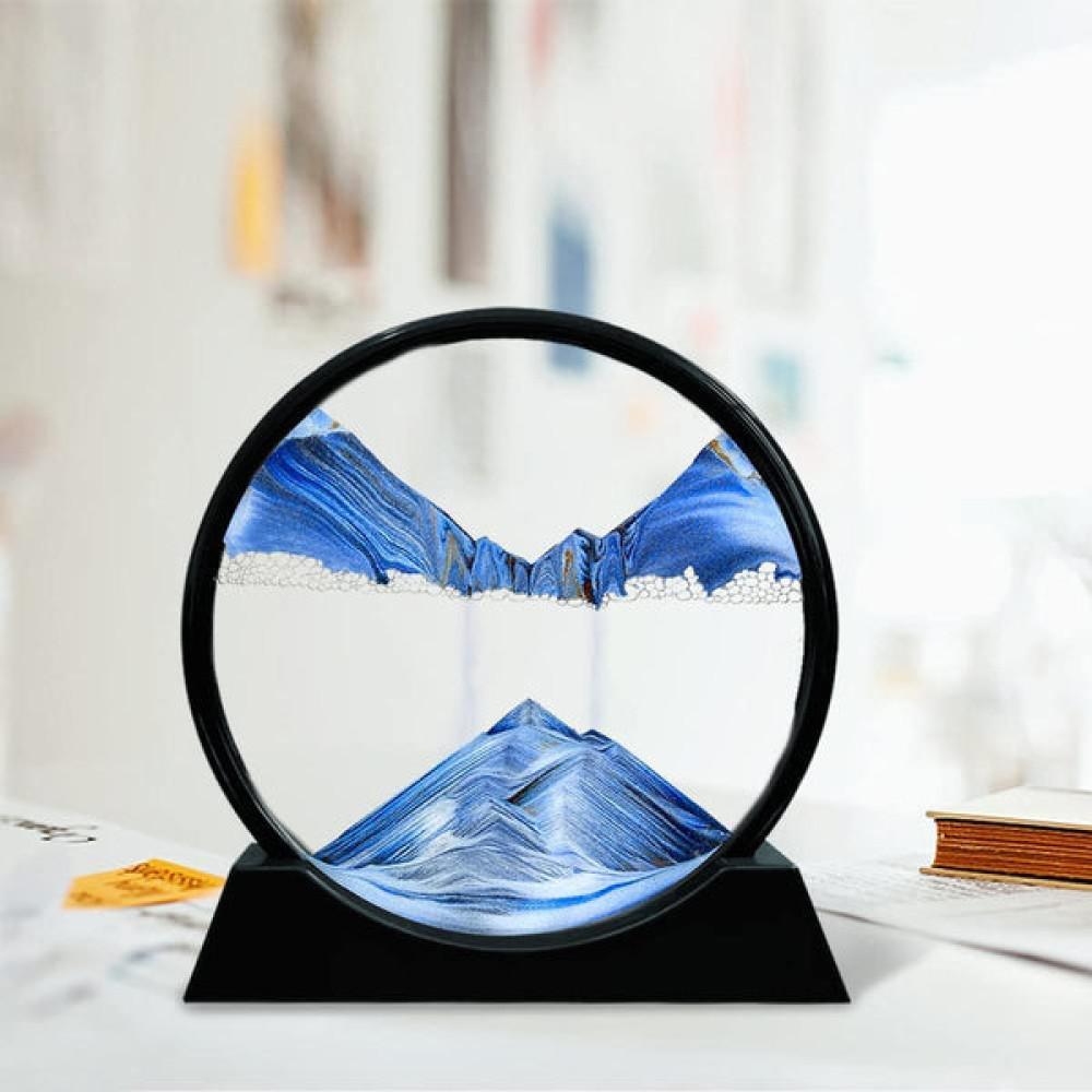 Sandscape Painting Sand Clock Moving Sand Art Hourglass Sand Timer 3D Moving Sand Mountain Lamp with Metal Stand Showpiece Home Decoration