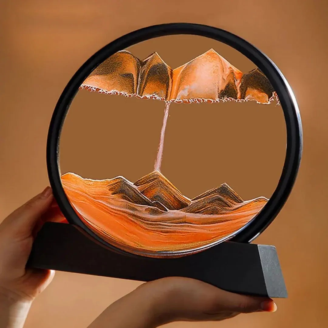 Sandscape Painting Sand Clock Moving Sand Art Hourglass Sand Timer 3D Moving Sand Mountain Lamp with Metal Stand Showpiece Home Decoration