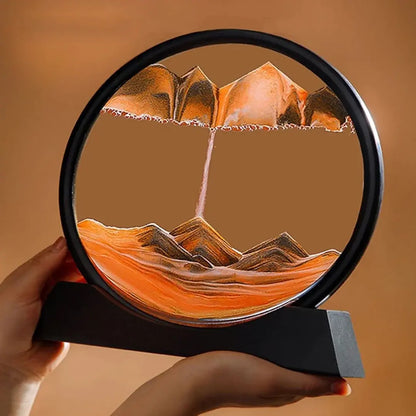 Sandscape Painting Sand Clock Moving Sand Art Hourglass Sand Timer 3D Moving Sand Mountain Lamp with Metal Stand Showpiece Home Decoration