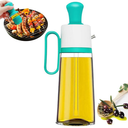3 in 1 Oil Dispenser Bottle for Kitchen with Brush Glass Spray Bottle – 550ml