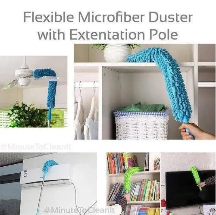 Flexible Microfiber Duster with Telescopic Stainless Steel Handle (62 Inches)
