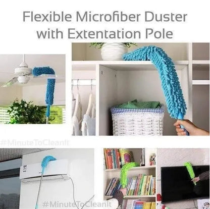 Flexible Microfiber Duster with Telescopic Stainless Steel Handle (62 Inches)