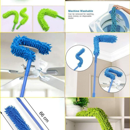 Flexible Microfiber Duster with Telescopic Stainless Steel Handle (62 Inches)