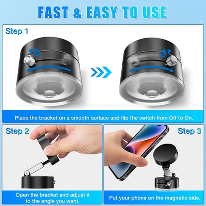Upgrade your mobile experience with the Vacuum Magnetic Suction Cup Folding Swivel Stand – Double-Sided Universal Mobile Phone Holder, designed for convenience, flexibility, and strong grip.