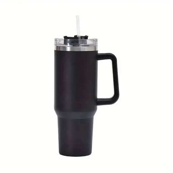 Insulated Stainless Steel Tumbler with Handle & Straw – 40oz (Random Color)
