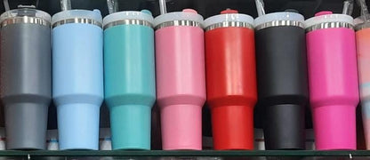 Insulated Stainless Steel Tumbler with Handle & Straw – 40oz (Random Color)