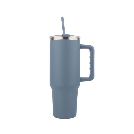 Insulated Stainless Steel Tumbler with Handle & Straw – 40oz (Random Color)
