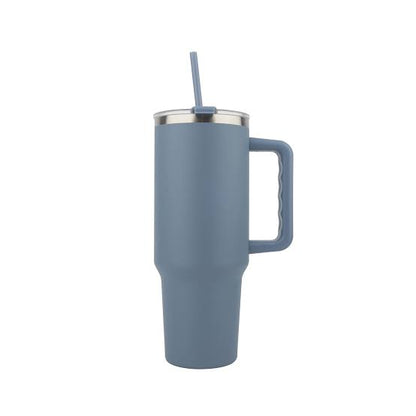 Insulated Stainless Steel Tumbler with Handle & Straw – 40oz (Random Color)