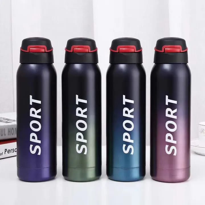 tay refreshed on the go with this Stainless Steel Double Wall Vacuum Flask (500 ml) Sports Water Bottle with Straw—a perfect blend of style, durability, and functionality.