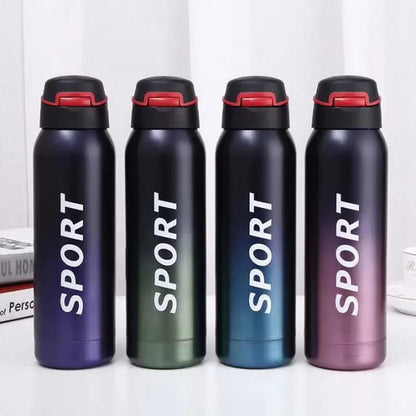 tay refreshed on the go with this Stainless Steel Double Wall Vacuum Flask (500 ml) Sports Water Bottle with Straw—a perfect blend of style, durability, and functionality.
