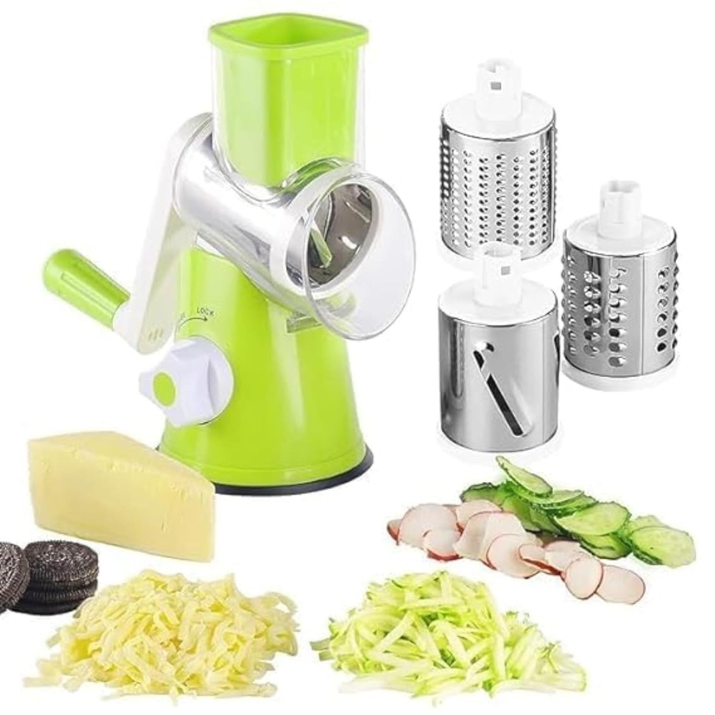 Manual 3-in-1 Vegetable Cutter & Drum Grater | Round Slicer | Multifunctional Kitchen Gadget – Royal Wahab Store