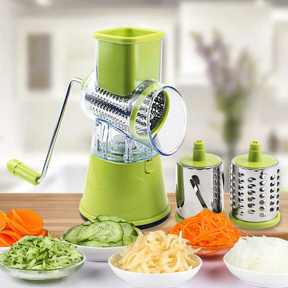 Manual 3-in-1 Vegetable Cutter & Drum Grater | Round Slicer | Multifunctional Kitchen Gadget – Royal Wahab Store