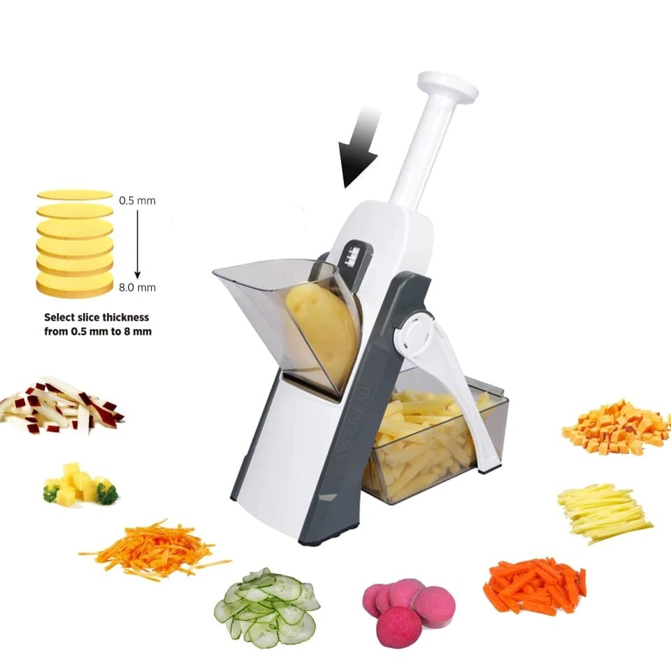 Mandoline Slicer | Safe Adjustable Vegetable Cutter | Multi-Purpose Kitchen Chopper & Manual Grater (Random Colour)