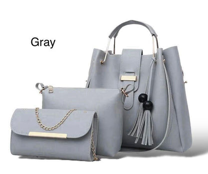 Elegant 3-Piece Women’s Handbag Set – Black Shoulder Bag, Crossbody & Clutch Purse