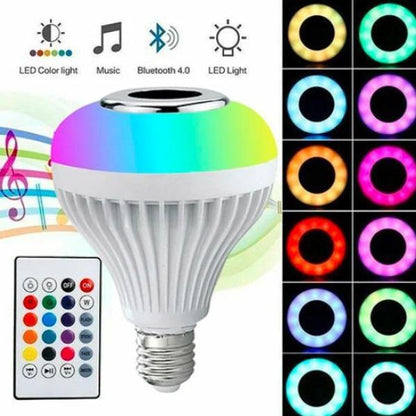 Smart LED RGB White 12W Bluetooth Speaker Bulb  Color Changing Light | Remote & App Control
