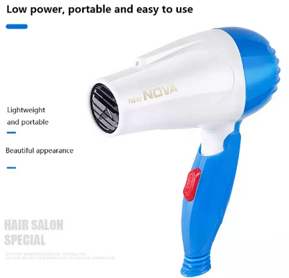 Royal Wahab | Nova Professional Mini Foldable Hair Dryer – Compact Travel-Friendly Hair Dryer with Folding Handle