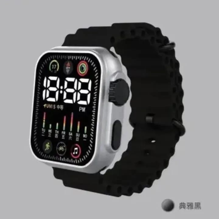 Royal Wahab – Unisex Waterproof Digital Display Watch | LED Screen Sports Wrist Watch for Men & Women (Black)