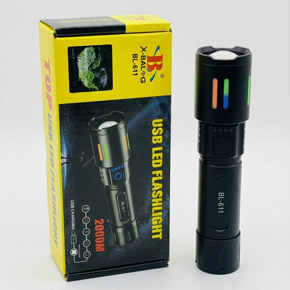 X-Balog BL-611 USB Rechargeable LED Flashlight – 2000M Long Range High Power Torch