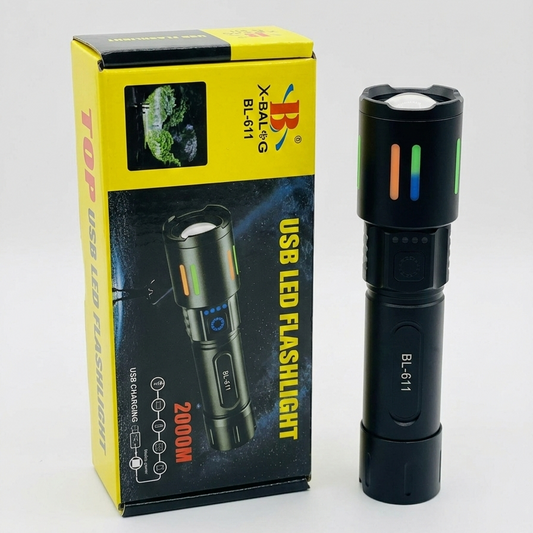 X-Balog BL-611 USB Rechargeable LED Flashlight – 2000M Long Range High Power Torch
