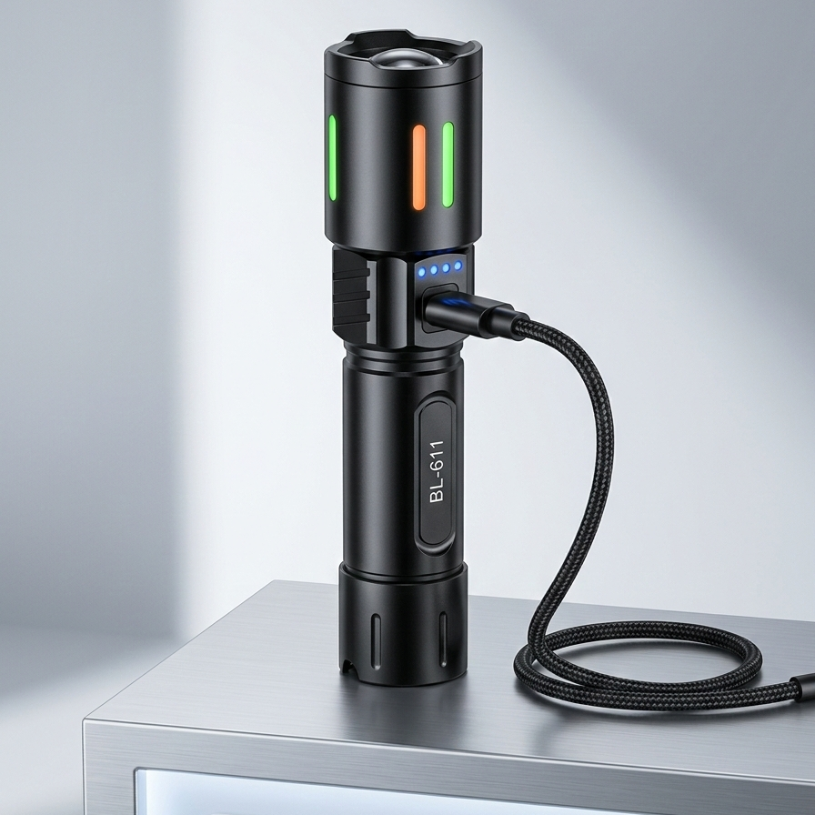 X-Balog BL-611 USB Rechargeable LED Flashlight – 2000M Long Range High Power Torch