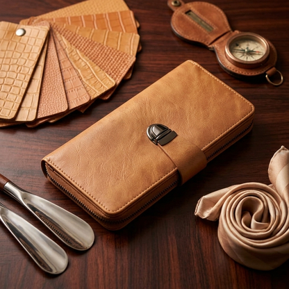 Upgrade your everyday carry with this Men’s Large Capacity Leather Wallet in Camel Brown