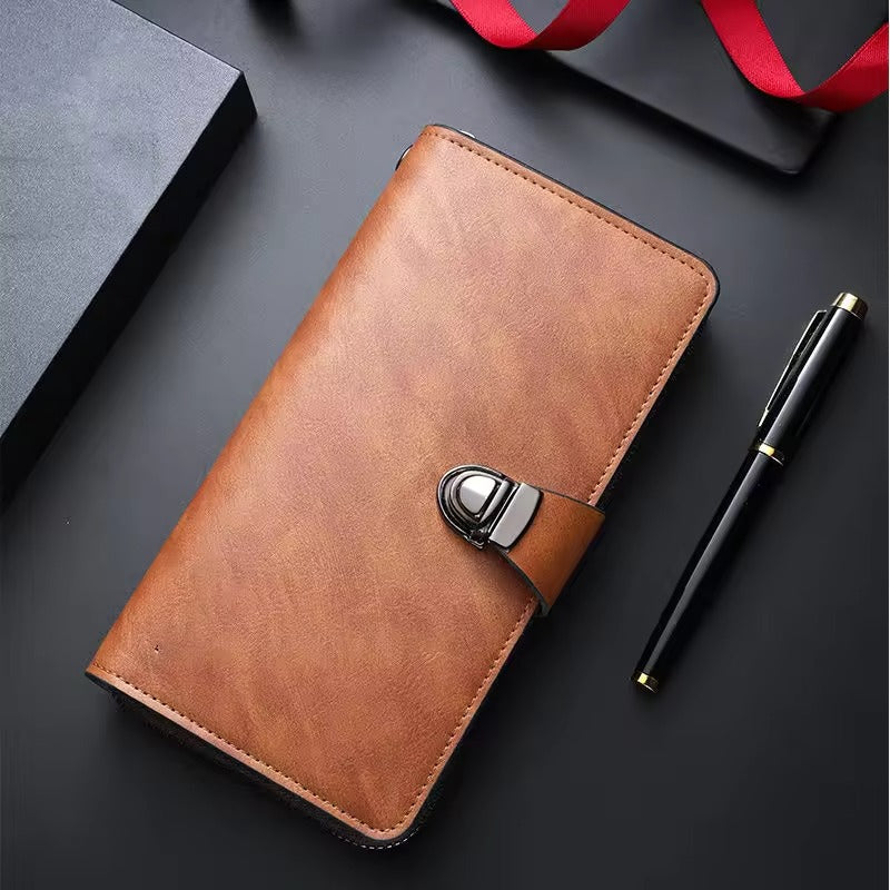 Upgrade your everyday carry with this Men’s Large Capacity Leather Wallet in Camel Brown