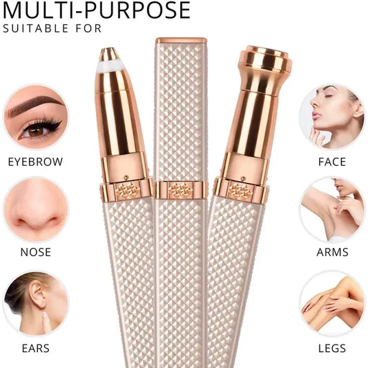 2-in-1 Flawless Hair Remover & Eyebrow Trimmer – Portable Electric Facial Hair Trimmer for Women | Painless & Rechargeable