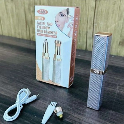 2-in-1 Flawless Hair Remover & Eyebrow Trimmer – Portable Electric Facial Hair Trimmer for Women | Painless & Rechargeable