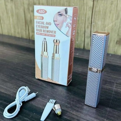 2-in-1 Flawless Hair Remover & Eyebrow Trimmer – Portable Electric Facial Hair Trimmer for Women | Painless & Rechargeable