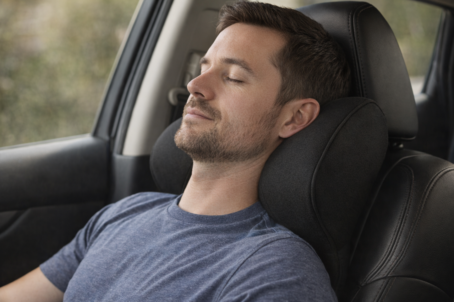 Enjoy a more comfortable and relaxing drive with this Car Neck Pillow Foam Back Rest Lumbar Cushion.