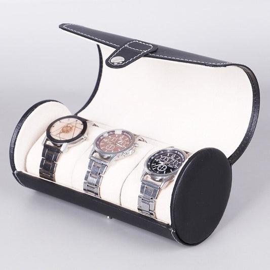 3 Slot Wristwatch & Bracelet Organizer Travel Pouch – Portable PU Leather Watch Display Storage Gift Roll Case (Random Color) | Royal Wahab Store