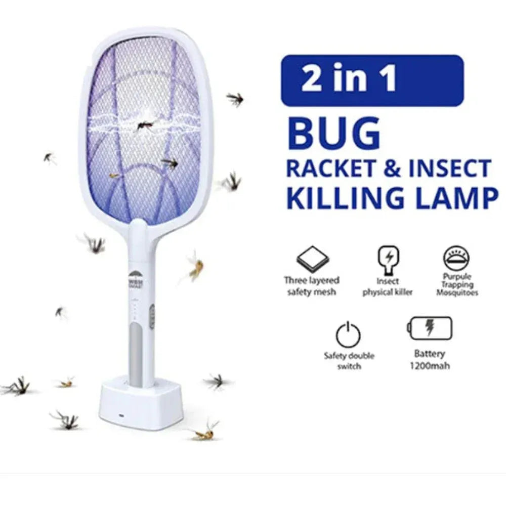 Nova Mosquito Killer Swatter 2 In 1 – Rechargeable Electric Racket & Lamp | Type-C Charging | By Royal Store