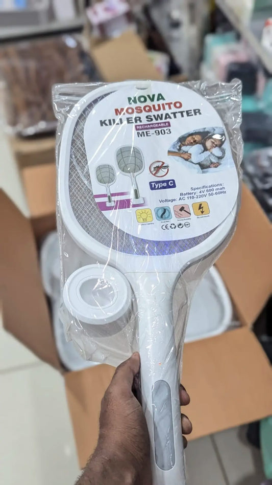 Nova Mosquito Killer Swatter 2 In 1 – Rechargeable Electric Racket & Lamp | Type-C Charging | By Royal Store