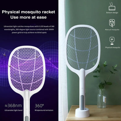 Nova Mosquito Killer Swatter 2 In 1 – Rechargeable Electric Racket & Lamp | Type-C Charging | By Royal Store