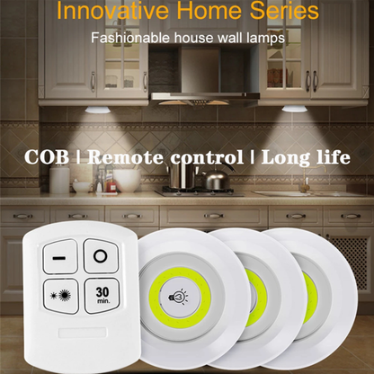 Pack of 3 LED Remote Control Lights | Tap Lights for Cabinet, Wardrobe, Room, Kitchen & Office | Self-Adhesive | By Royal Wahab Store