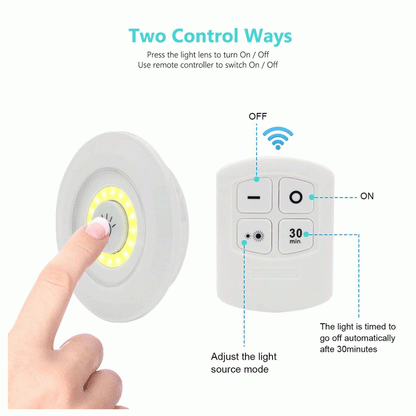 Pack of 3 LED Remote Control Lights | Tap Lights for Cabinet, Wardrobe, Room, Kitchen & Office | Self-Adhesive | By Royal Wahab Store