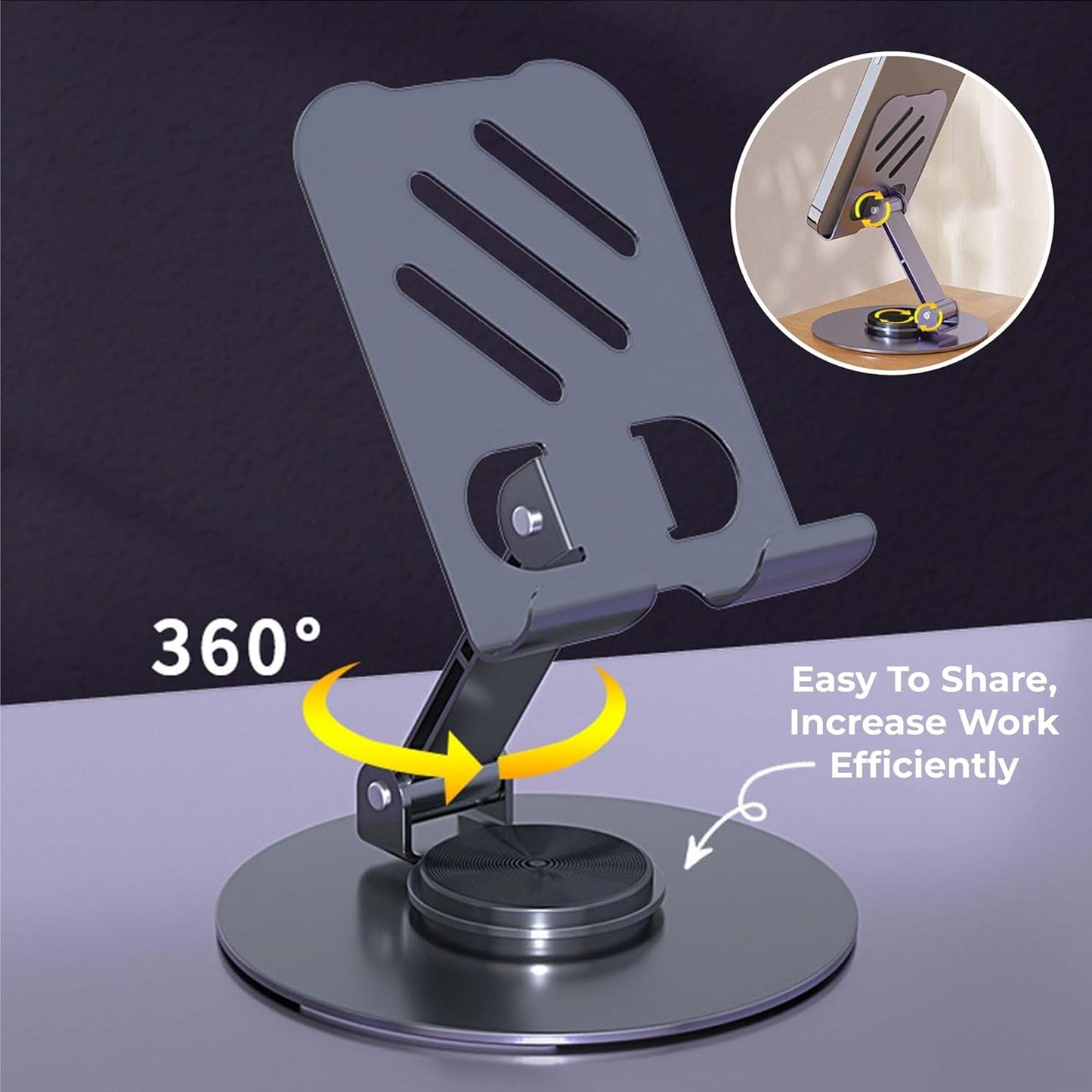 Royal Wahab – 360° Rotatable Adjustable Mobile Holder & Tablet Stand (Foldable Desktop Design)