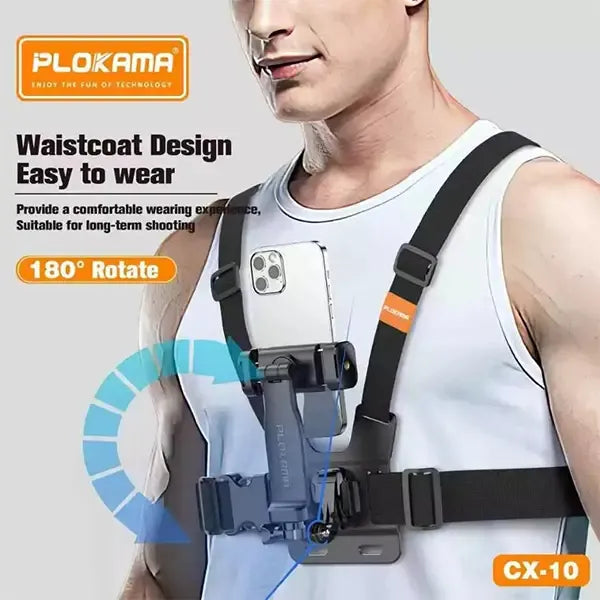 Royal Wahab – PLOKAMA CX10 Action Camera & Phone Chest Mount Holder (360° Adjustable Harness Strap)