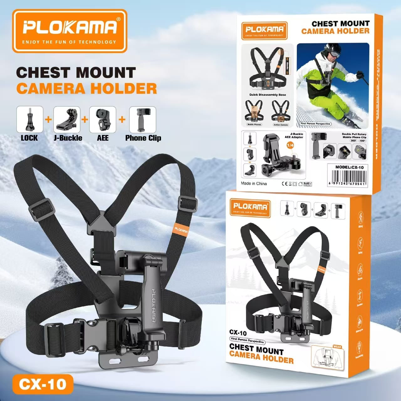 Royal Wahab – PLOKAMA CX10 Action Camera & Phone Chest Mount Holder (360° Adjustable Harness Strap)