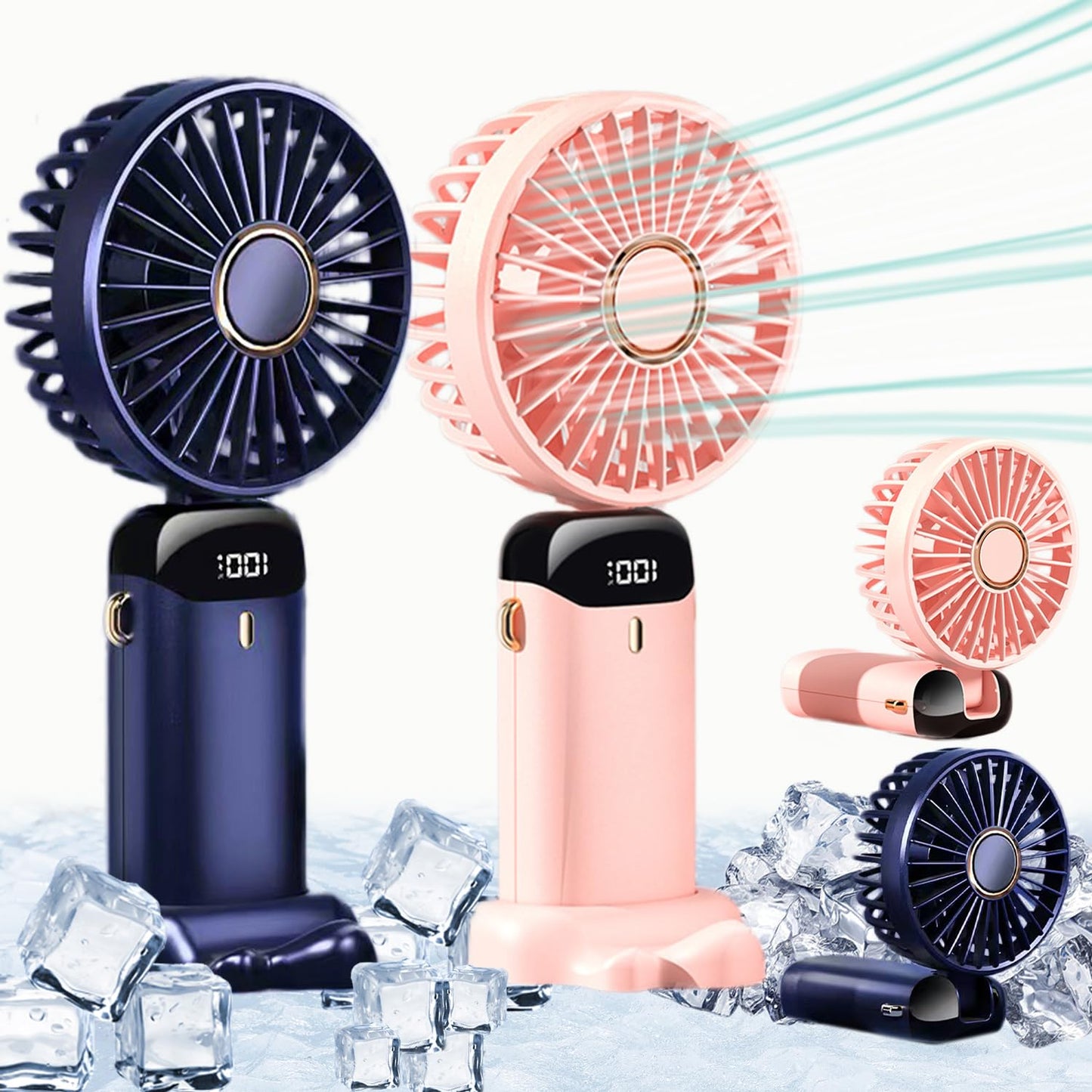 Rechargeable Hand Fan with LED Display | 5 Speed Modes Portable Mini Handy Fan for Kids & School Use – Royal Wahab Store