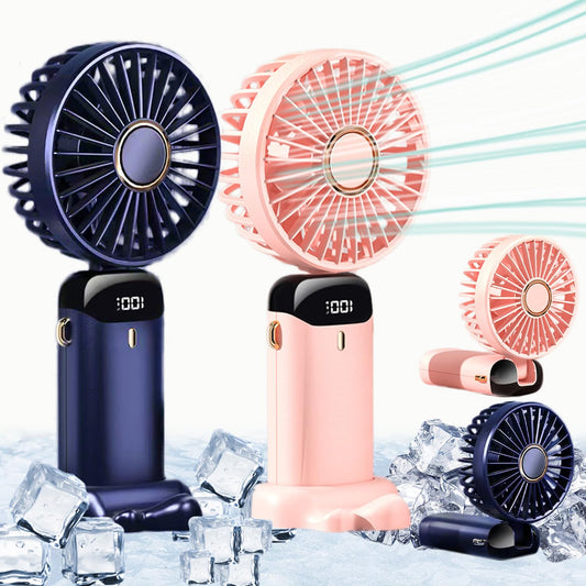 Rechargeable Hand Fan with LED Display | 5 Speed Modes Portable Mini Handy Fan for Kids & School Use – Royal Wahab Store